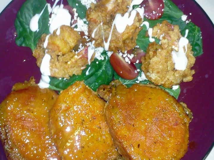 Easy Way Make Recipe Sweet &amp;amp; Spicy (apricot pork chops with buffalo shrimp) that is Delicious, Tasty}