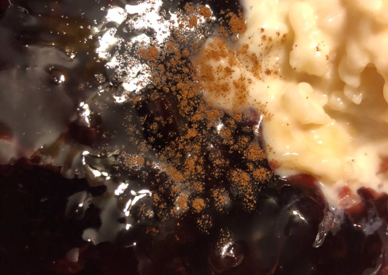 Combinado: arroz con leche y mazamorra morada