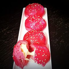 A picture of Red hot cheese filled Buns.