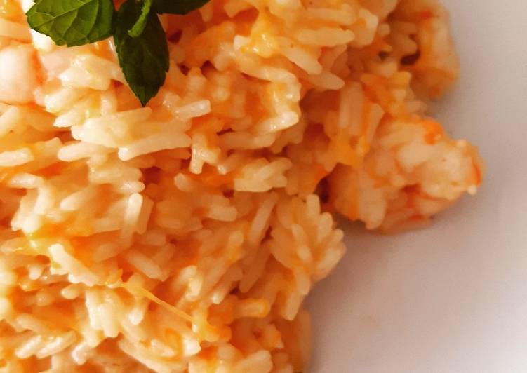 Risotto con zucca e gamberi al profumo di menta