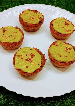 A picture of Leftover potato curry and rice muffin.