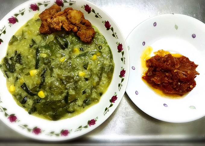 Bubur Manado + Ayam Krispi dan Sambal Terasi