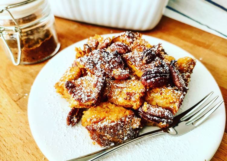 Steps to Make Perfect Bread pudding con zucca e noci pecan