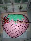 Kue brownies ultah bentuk strawberry