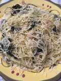Buttery shrimp scampi in a white wine sauce over angel hair pasta#mycookbook