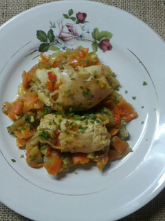 Una foto de Suprema rellena en colchón de vegetales