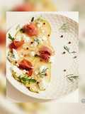 Carpaccio de poire à la feta et au jambon Serrano