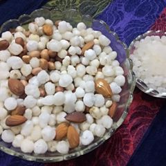 A picture of Sabudana namkeen (less oil namkeen in 4 minutes in microwave).