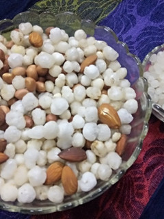 A picture of Sabudana namkeen (less oil namkeen in 4 minutes in microwave).