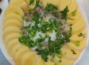 Hình của món Đậu trứng hấp xì dầu.