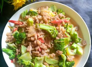 Foto resep 251) tumis brokoli daging nabati