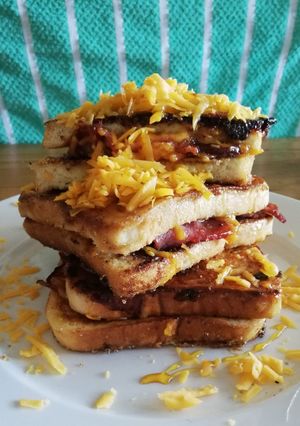 A picture of Cinnamon Sugar, Bacon and Cheese French Toast.