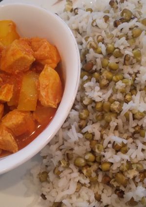 عکسی از دستور ماش پلو با مرغ