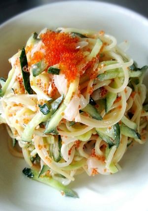A picture of Tobikko Pasta Salad.