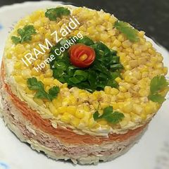 A picture of 🍝🌽🍅🐟 MIMOSA RUSSIAN SALAD 🐟🍅🌽🍝.