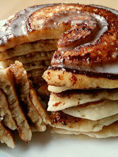 A picture of Vickys Cinnamon Roll Pancakes, GF DF EF SF NF.