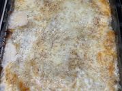 A picture of white lasagna