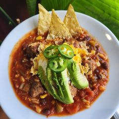 A picture of Mexican Meatball Tortilla Soup.