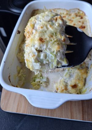 Une photo de GRATIN DE RAVIOLES AUX POIREAUX,