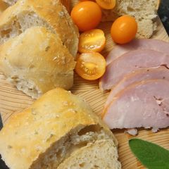 Easy ciabatta rolls with fresh basil and sage A picture of Easy ciabatta rolls with fresh basil and sage.