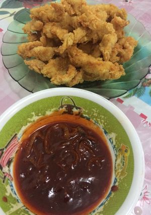 Foto resep Crispy chicken with spicy sauce
