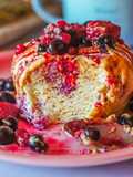 Mug cake 3 ingredientes con frutos rojos