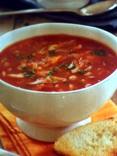 A picture of Bacon, Tomato & Barley Soup.