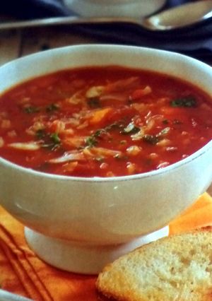 A picture of Bacon, Tomato & Barley Soup.