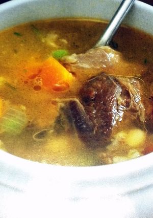 A picture of Hearty Lamb Shank Soup.