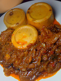 A picture of Moi moi and Onion Sauce 🧆.