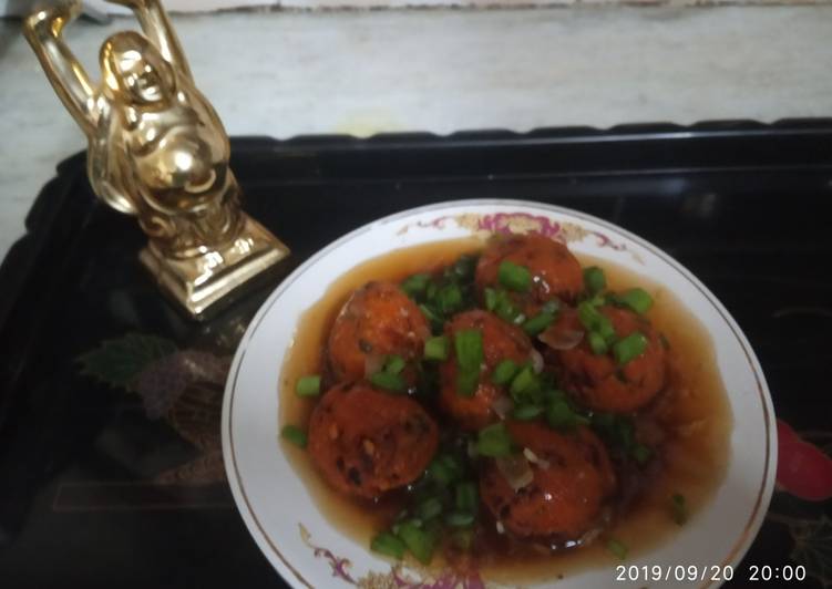 Recipe of Homemade Dal vada in manchurian gravy