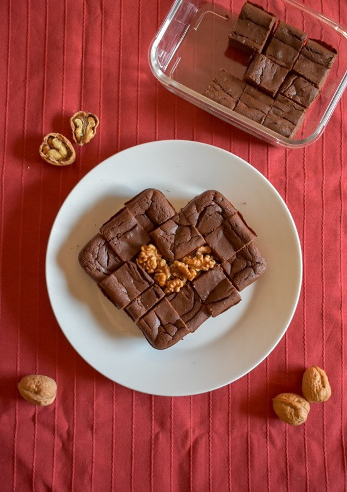Una foto de Brownie ovo-vegetariano para San Valentín 🍫❤