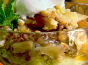 A picture of raisin bread pudding