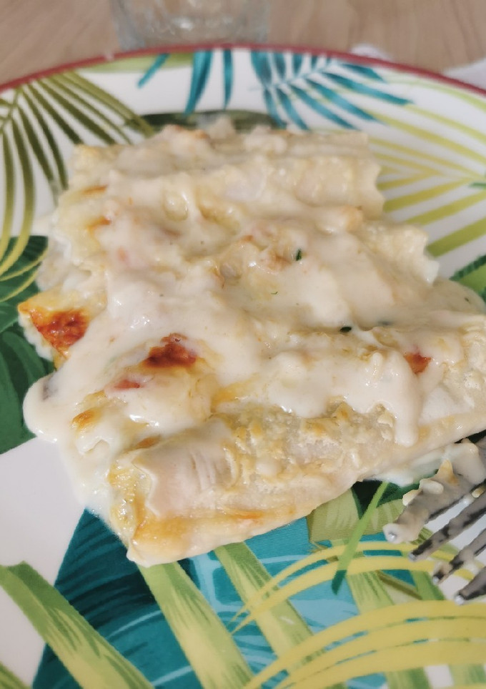 Una foto de Canelones de langostinos🦐