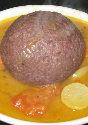 A picture of Ragi Sankati / Ragi Mudda.