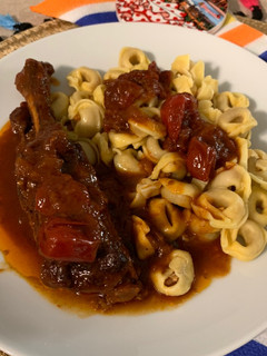 A picture of Venison Stew with Tortellini.