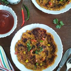 A picture of Tofu Tomato Omelette (Savoury Tofu Tomato Pancake).