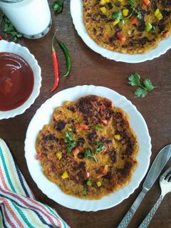 A picture of Tofu Tomato Omelette (Savoury Tofu Tomato Pancake).