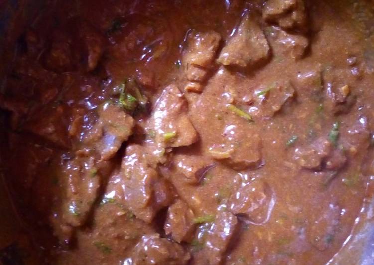 Steps to Make Super Quick Homemade Spicy liver stew