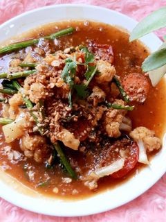 Hình của món Tôm khô xào rau củ.