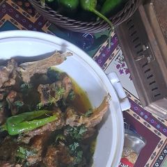 Black and green chilli chops gravy A picture of Black and green chilli chops gravy.