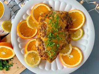 Perú com Molho de Laranja 🍊