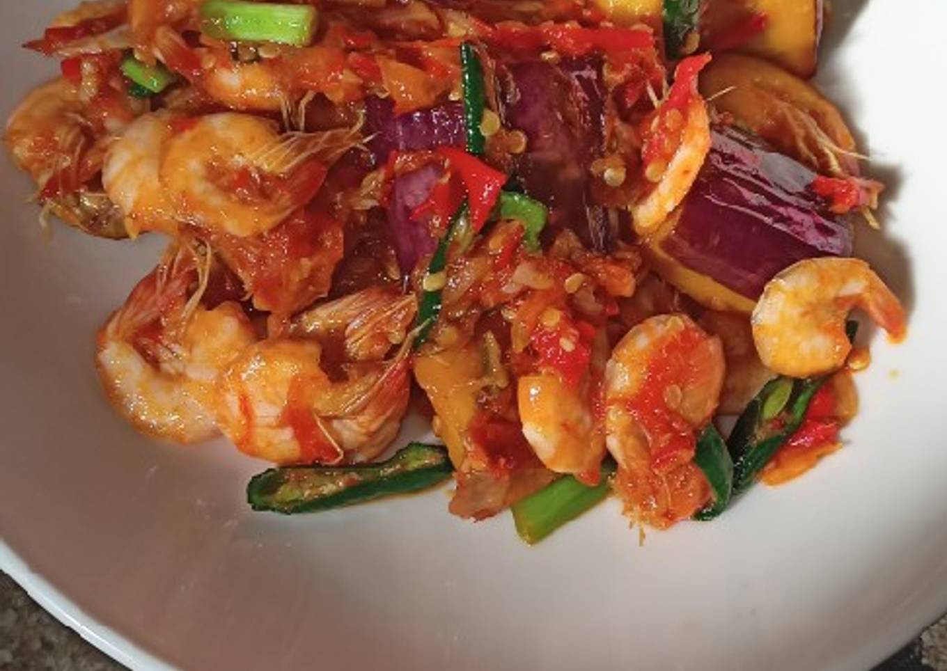Balado udang terong