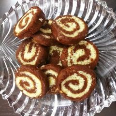 A picture of Parle G swiss roll.