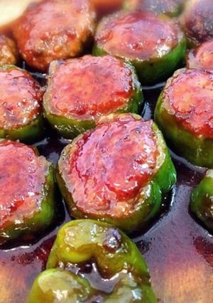 A picture of Stuffed Bell Peppers with Easy Teriyaki Sauce.