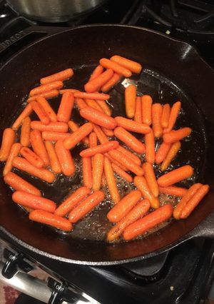 A picture of Honey Brown Sugar Glazed Carrots.