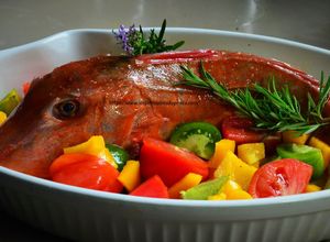 Une photo de Rouget grondin au vin blanc