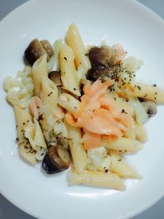 白醬煙燻鮭魚筆管麵 的食譜成品照片