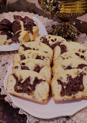 عکسی از دستور کیک کشمش پرتقالی دو رنگ🍪