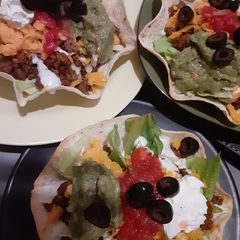 A picture of Homemade taco Salads.